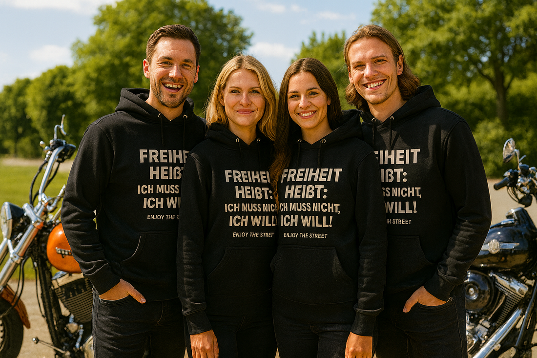 Personalisierte Motorrad-T-Shirts & Hoodies – Einheitlicher Look für eure Biker-Crew
