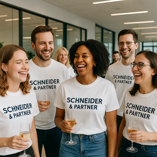 Individualisierbare T-Shirts für Firmenfeiern – Professionell, modern & einheitlich auftreten